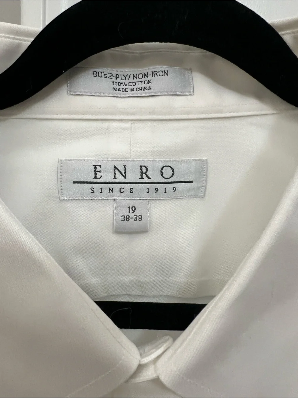 ENRO Men's White Dress Shirt - Classic Button-Down non iron sz 19 (38-39) - Picture 2 of 6